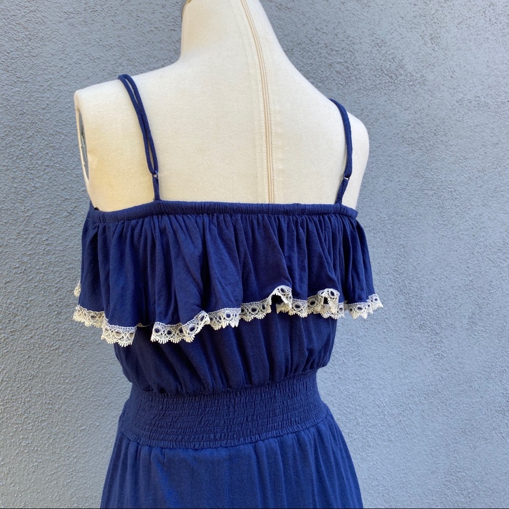 Navy Blue Ruffle Dress - Picture 6 of 7